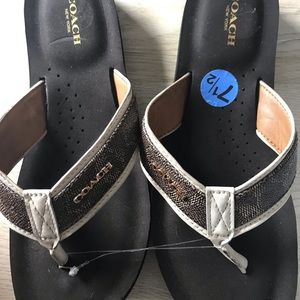 Coach Brown Logo Monogram Judy Flip Flops